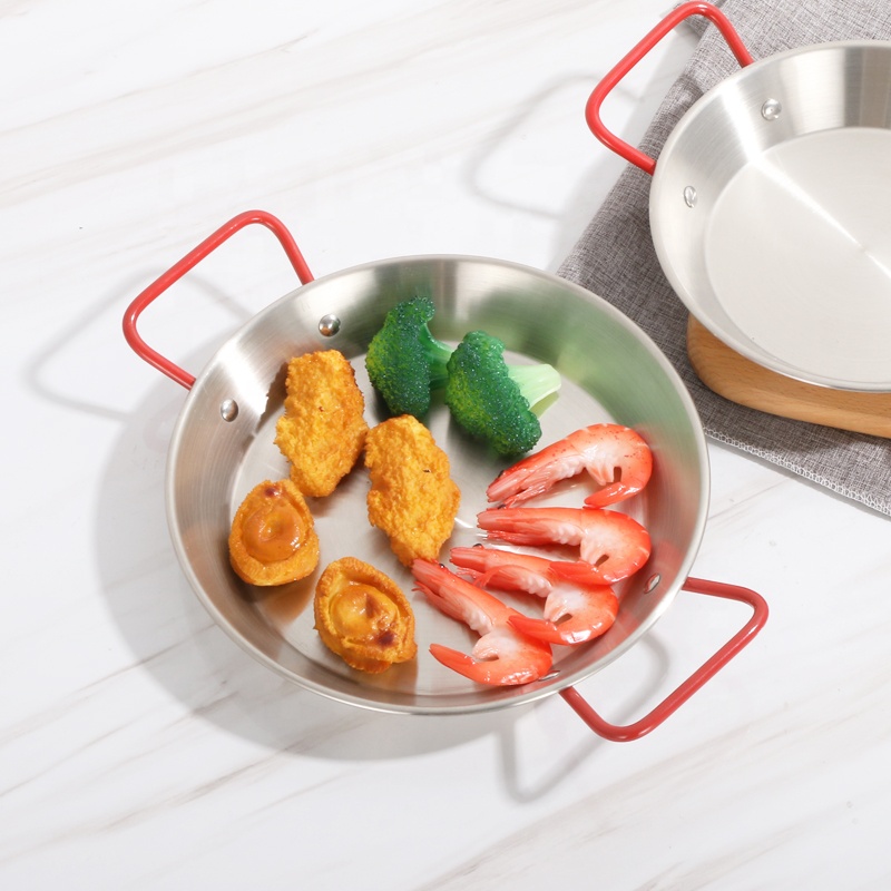 Круглая кухонная, ресторанная, кейтеринговая, испанская морепродукты, паста, паэлья, металлическая, нержавеющая сталь, сковорода для паэльи, сковорода для приготовления пищи