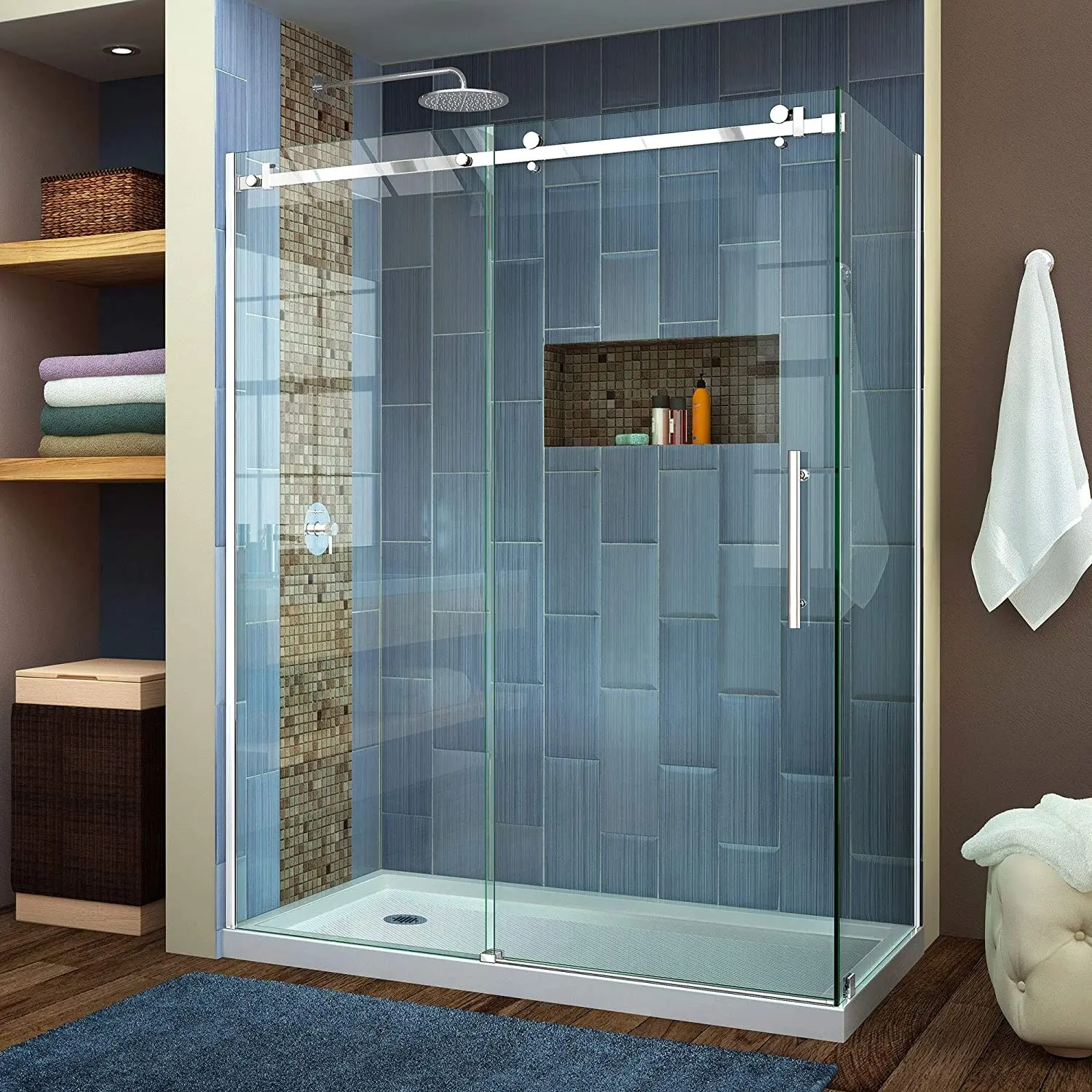 Corner Customizable Frameless Bathroom Shower Rectangular Glass Door Shower Room Enclosure