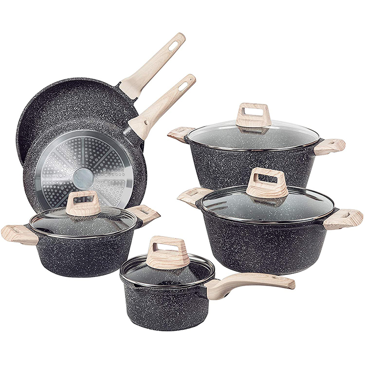 10 Pieces Cooking Pot Cookware Bakeware Sets Pots and Pans Non-stick Cookware Set