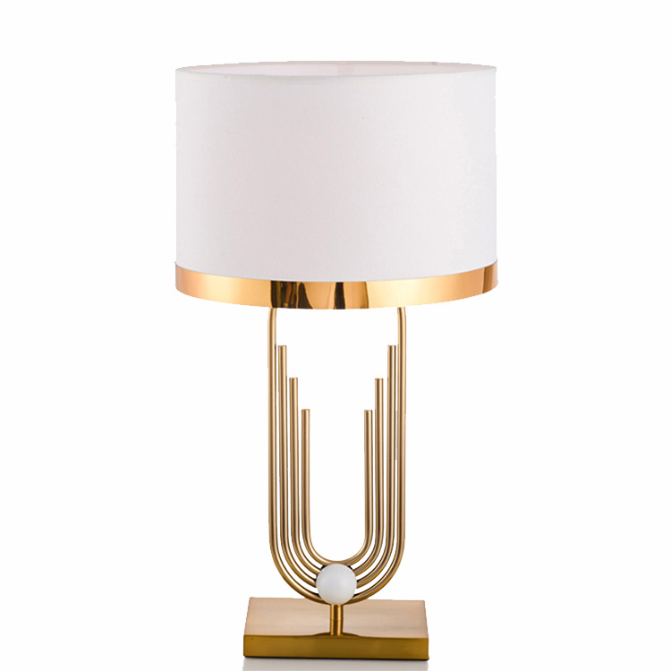 Hotel modern white fabric shade home decorative bedside living room art desk lamp
