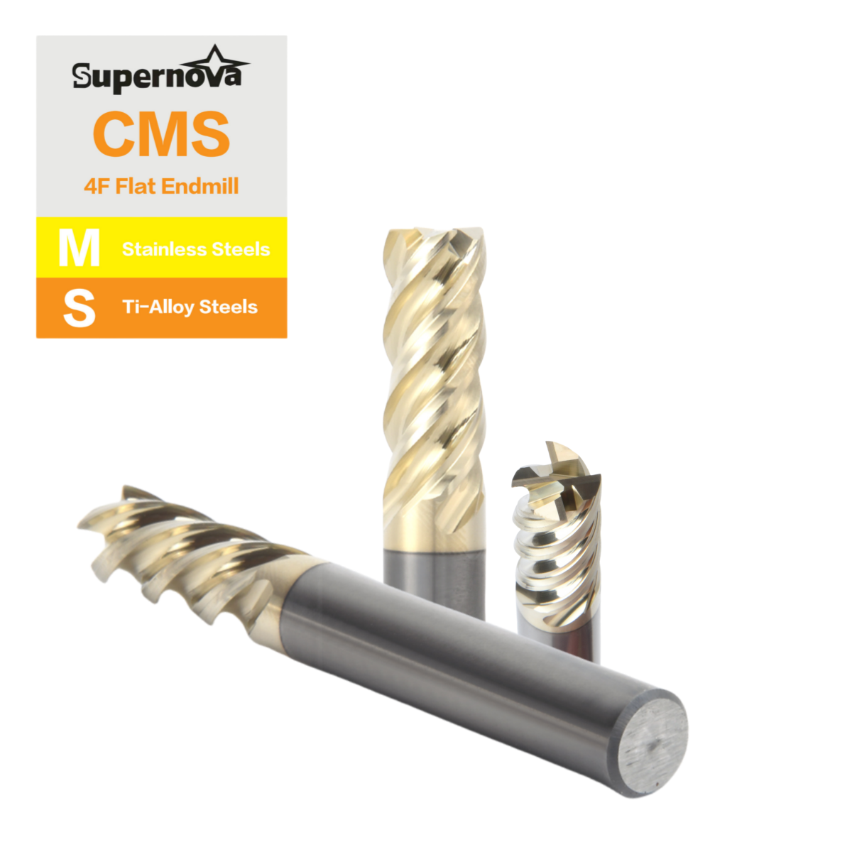 Professional Manufacturing Stainless Steels Endmills 45-degree Large Spiral Angle CMS Solid Carbide End Mills