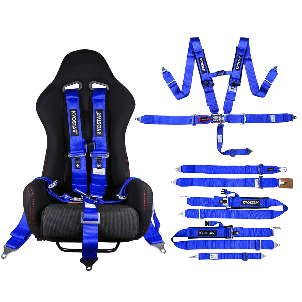 KYOSTAR Premium 3" Polyester Webbing Race Car Seat Belts 5-Point Design SFI Racing Safety Harness Latch Lock ATV