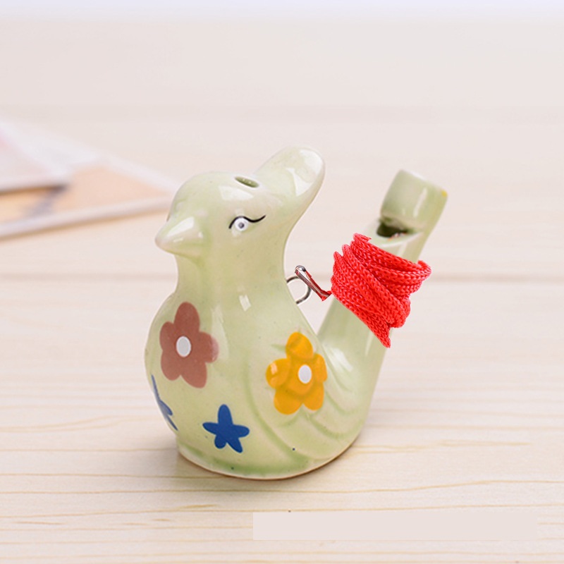 Kids Bath Toys Bird Water Whistle Music Painted Ceramic Chinese Style Mud Doll Whistle Traditional Handicraft with Lanyard