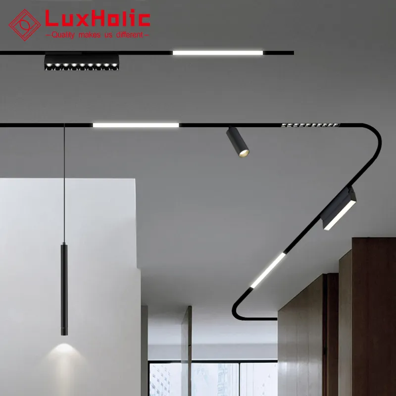 24V CE Pipeline Rotable Magnetic Track Light Recessed Surface Suspended Mount Home Office Clothes Shop LED Lighting System