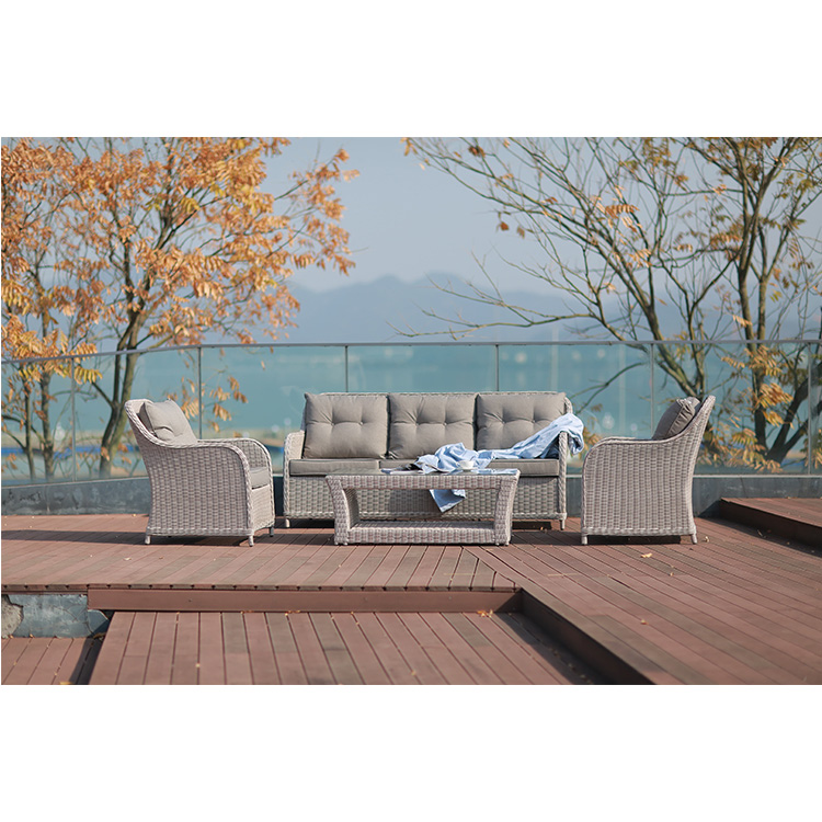 Modern design popular four piece set courtyard garden furniture outdoor rattan sofa