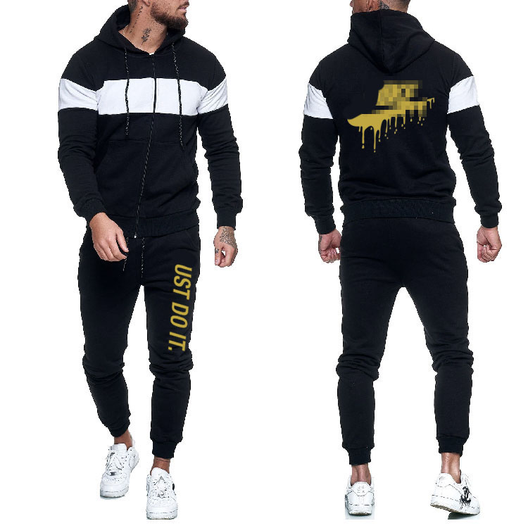 Спортивная одежда с логотипом Colorblock, мужская спортивная одежда для бега, брюки, костюм, мужские спортивные костюмы, спортивный костюм