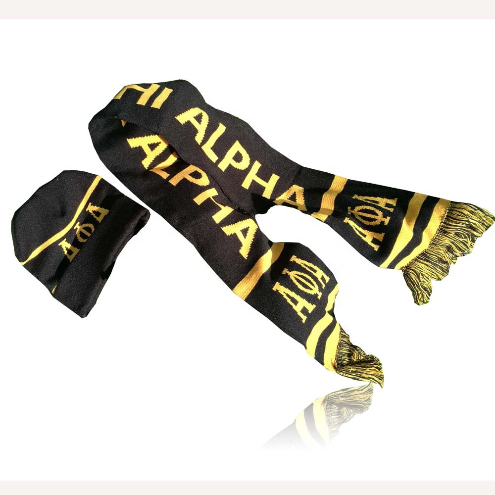 Набор греческих вязаных шерстяных шарфов Alpha 1906 с индивидуальным логотипом