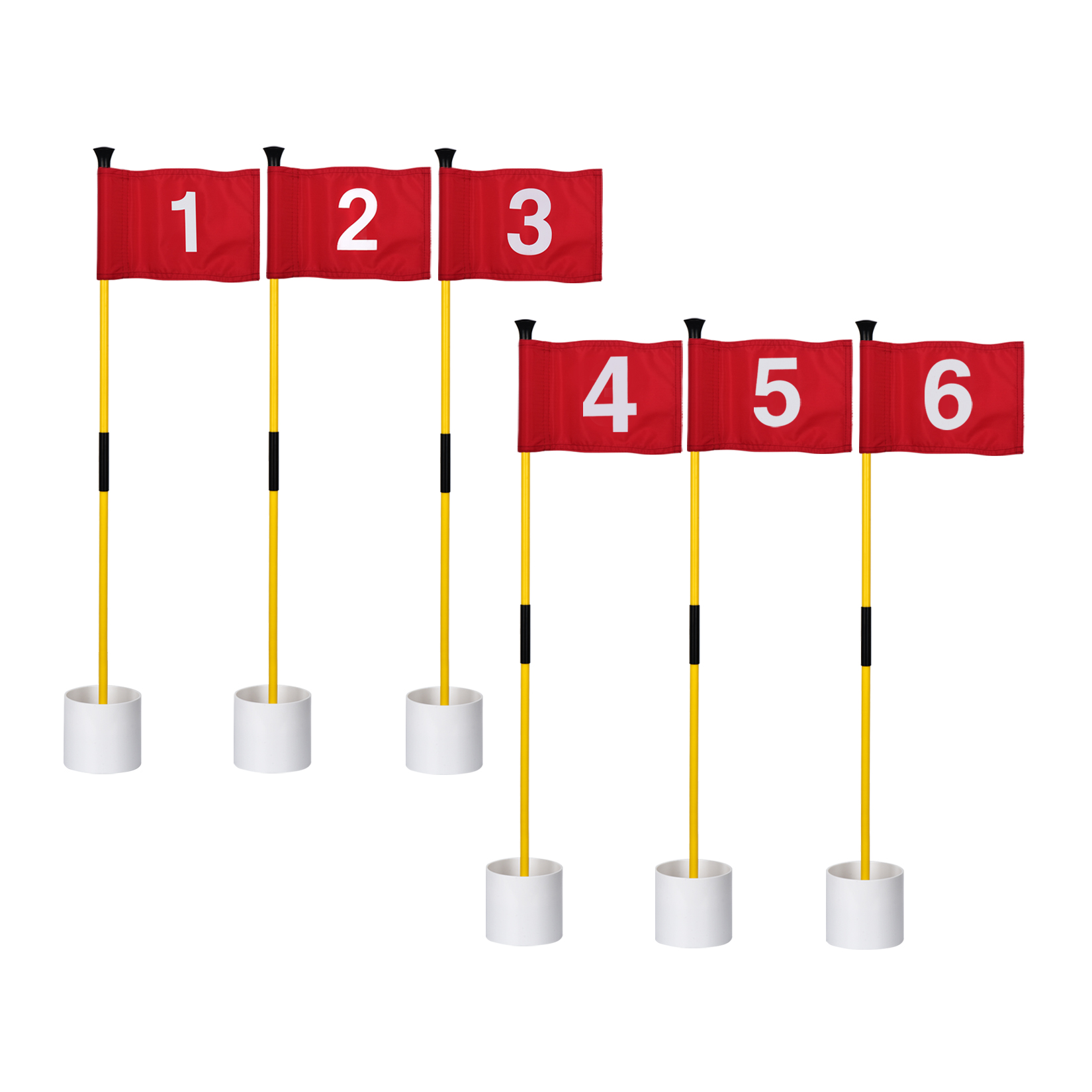 3 фута стекловолокна 2-х секционный мини-гольф Flagsticks для двора, 6 шт. в комплекте