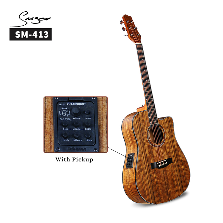 Smiger High Quality Hot Sale 41 Inch Walnut Body Steel Strings semi electro guitar acoustic electric