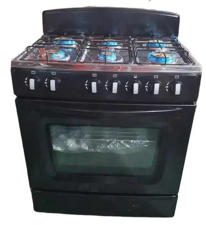 GENSUN Factory Hot Sell Gas Stove Free Standing Oven With 6 Burners Stainless Steel Cooking Range Kitchen Appliances