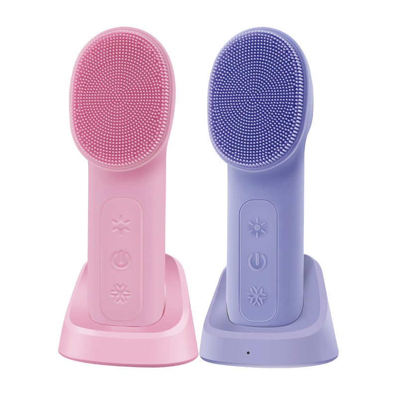 Facial Cleaning Brush Face Scrubber 3 in1 Red&Blue Light Electric Cleanser Brush Hot&Cold compress Deep Cleaning Skin Care