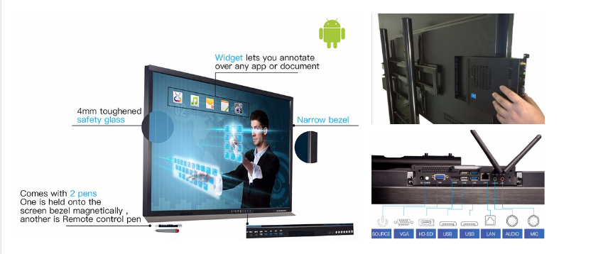 50 дюймов сенсорный экран с разрешением 4k инфракрасный сенсорный ЖК-стекло для защиты экрана и беспроводной для контроля уровня сахара в крови с настенный