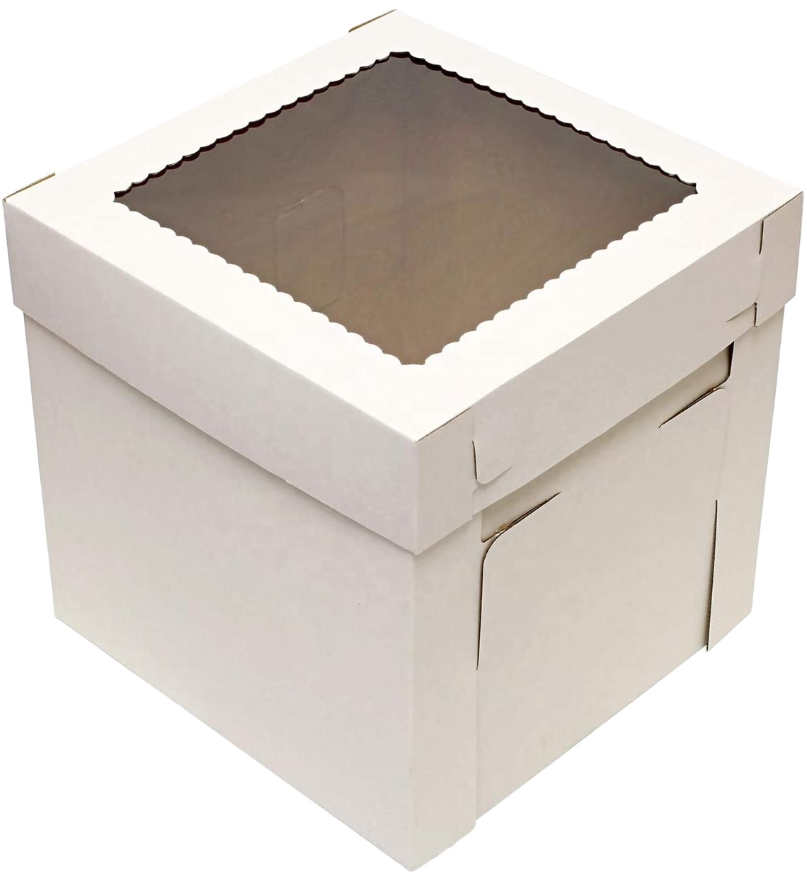 Heavy Duty Corrugated Extra Strong Clear Lid Cake Box with Window White Bakery Boxes, Disposable Cake Container