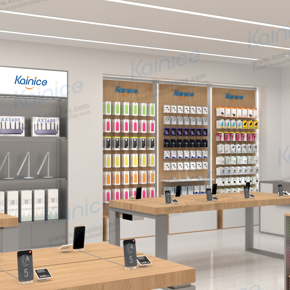 Kainice mobile phone store counter table display shelf furniture for cell phone brand retail store fixtures displays set