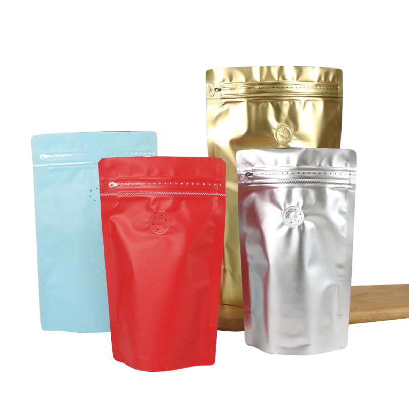 Custom sealed 8oz stock kraft paper bag vertical coffee bag zipper resealable plastic package
