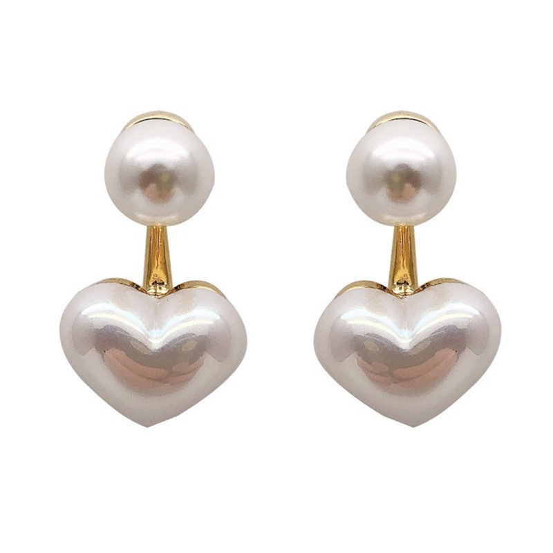 Love Heart Pearl Studs Temperament Drop Earrings White Pearl Heart Earrings For Girls