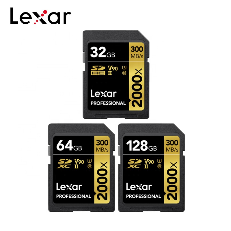 Оригинальный Lexar Professional SD слот для карт памяти 64 Гб оперативной памяти, 32 Гб встроенной памяти, 128 ГБ 2000X SD карты U3 4K V90 Class 10 UHS-II флэш-памяти SD карта для камеры