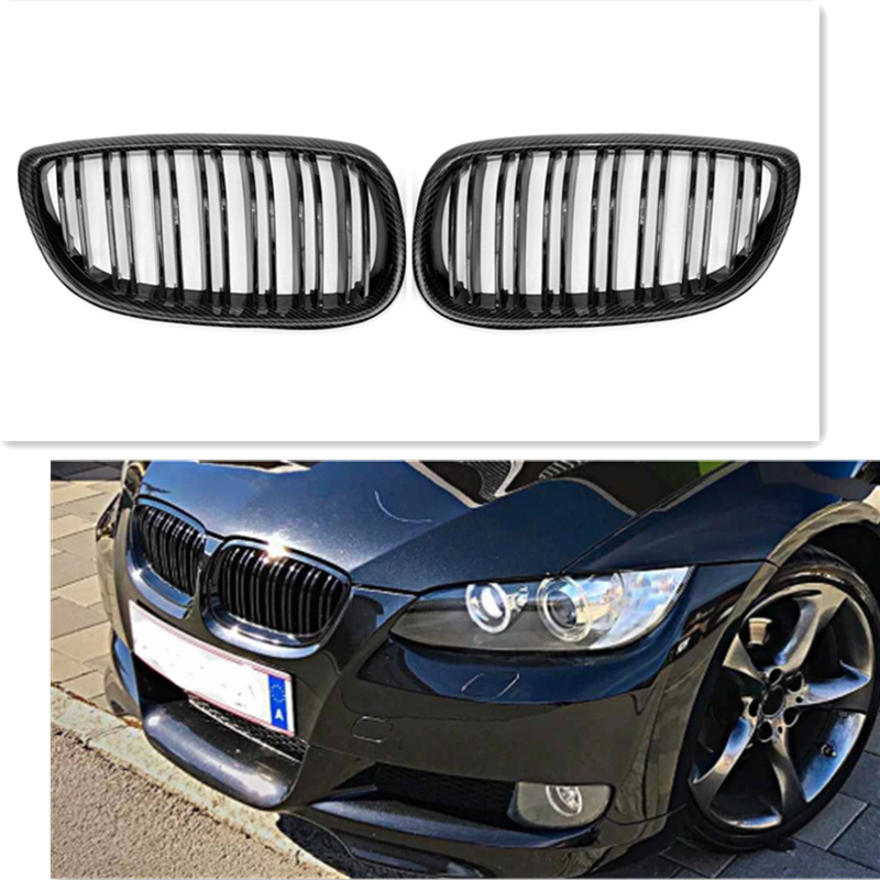 2- Slat CF глянцевый черный гриль для BMW 3 серии E92 E93 2006-2009, сетчатый гриль