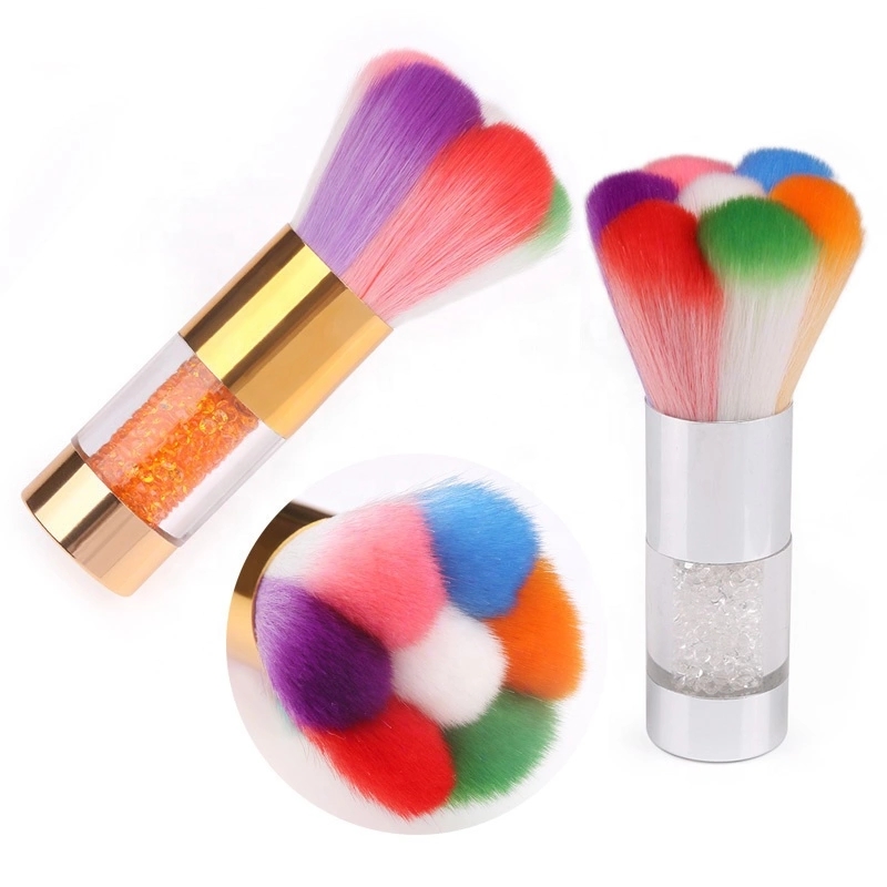 Wholesale Popular Rainbow Colorful Nail Dust Cleaning Brushes Acrylic Nail Gel Powder Art Dust Remover Brush For Nails