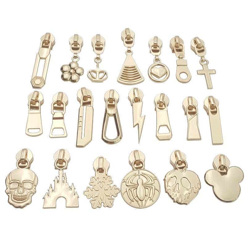 High Grade Bag Hardware Metal Made Zipper Puller Custom Engraved Logo Gold Metal Zipper Pull