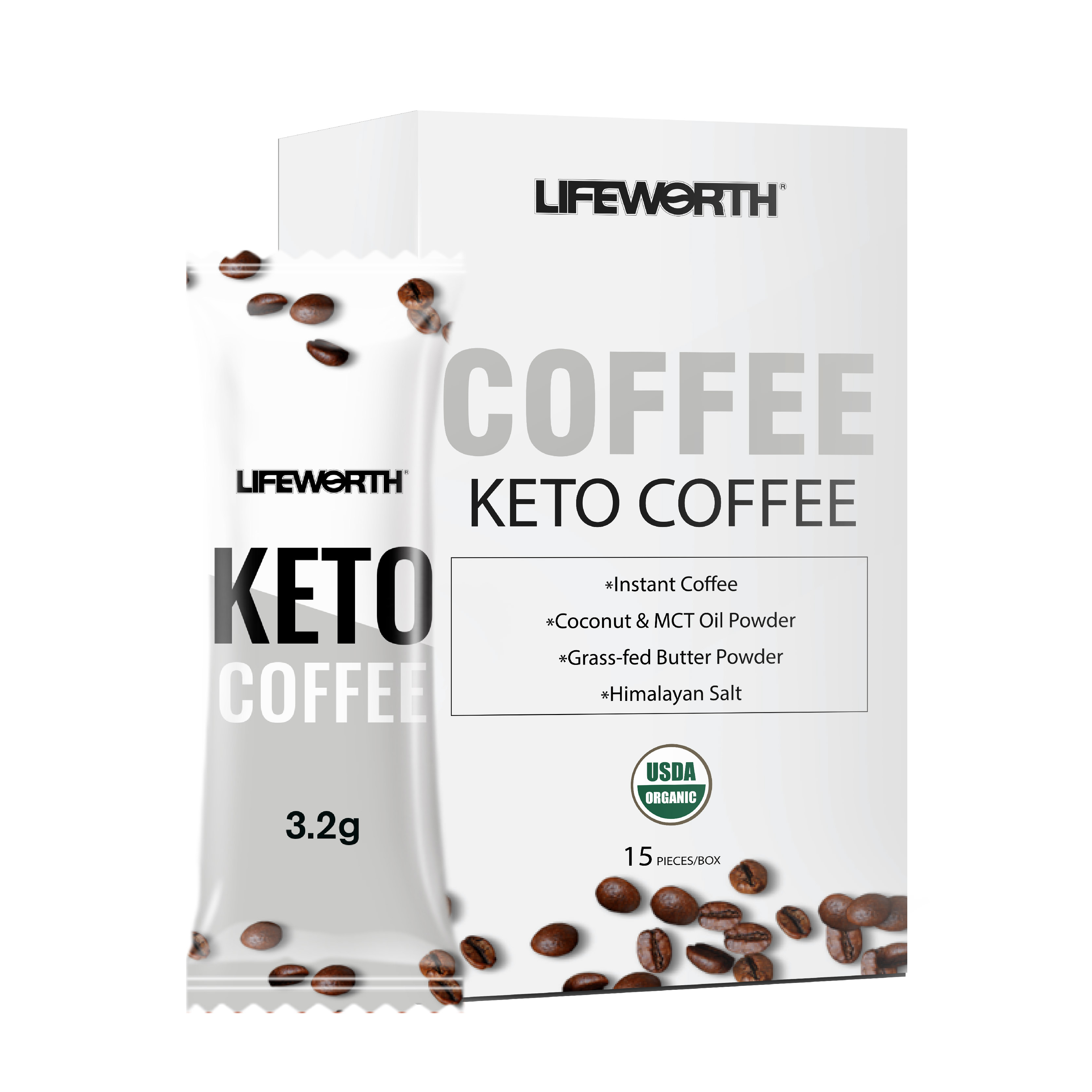 Зеленый кофе Lifeworth для похудения, естественный здоровый диетический контроль, сменная пища MCT, мгновенный чай для похудения, Keto Coffee