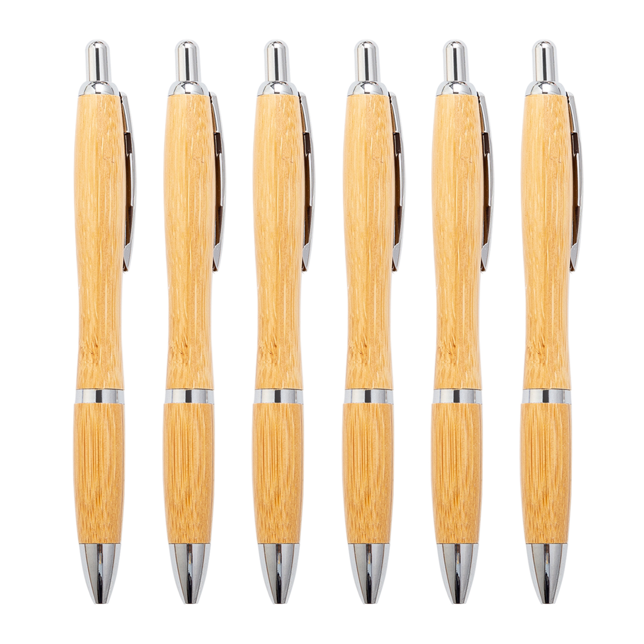 wholesale Bamboo eco customized ballpoint pen wood with multi color clips and printed custom logo ball pen