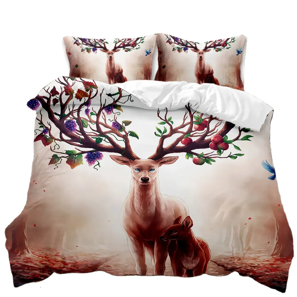 Luxury 3D The World Of Animals Printing Bed Sheet Comforter Single 3 Pieces Children Kids Bedding Set For The Boy The girl
