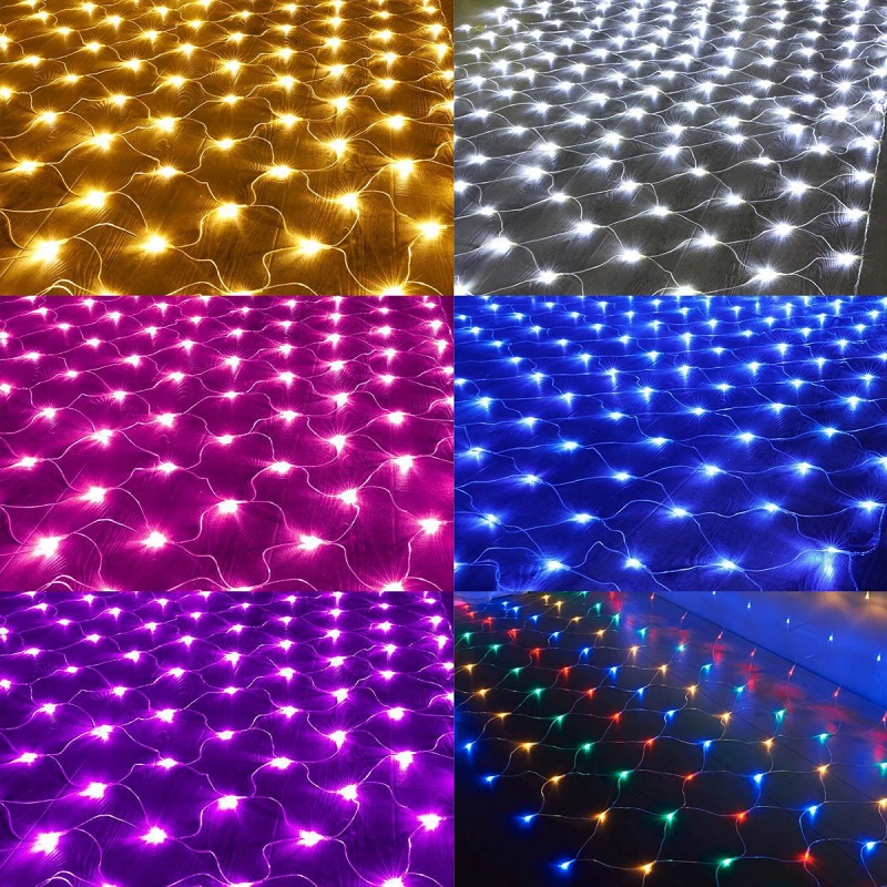 8-mode 360LED Bush Mesh Lights Christmas Fairy Twinkle Lights fiber optic mesh lighting for Garden, Party, Xmas Tree Decorations