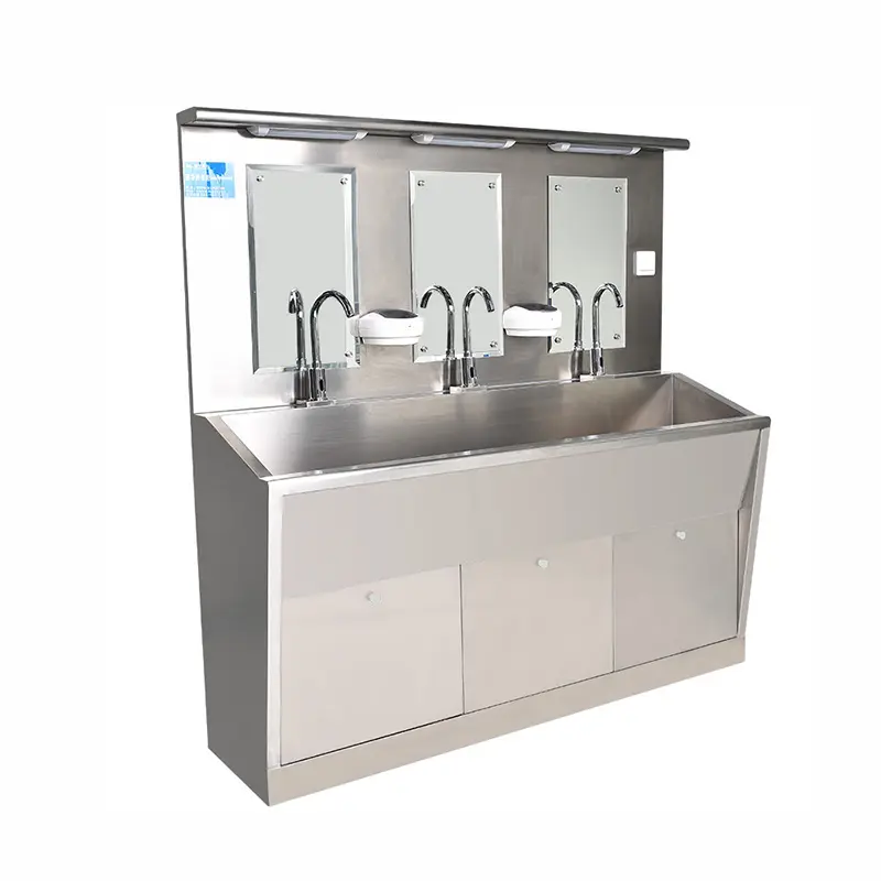 Multi person seats Factory Price Durable 304 Stainless Steel free standing Hospital medical  scrub Sink surgical wash basin