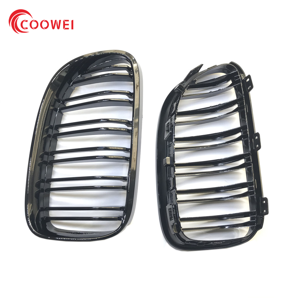 Gloss Black Dual Line Front Grille Kidney Grill For BMW E92 E93 M3 328i 335i 2Door 2010-2014 Car Styling