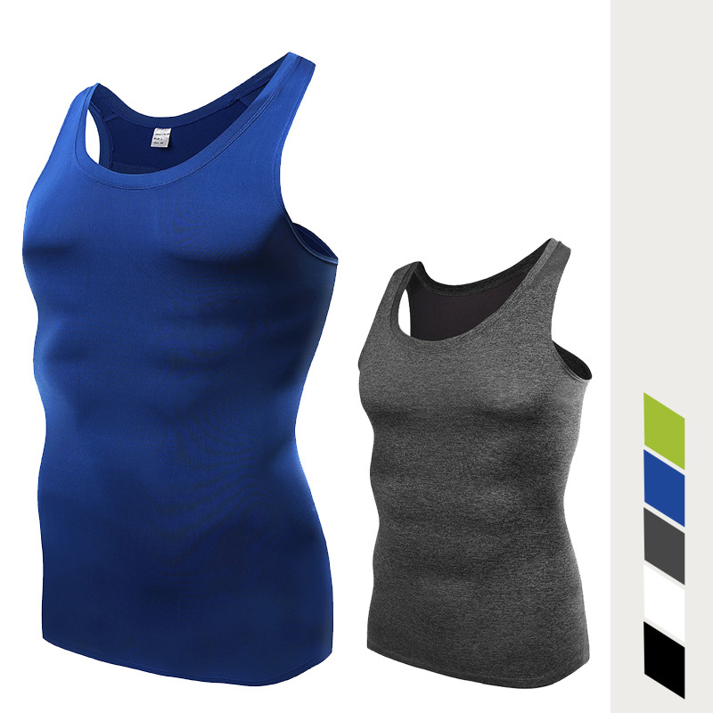 Fitness sports tights sleeveless elastic quick-drying mesh men's vest basketball tops shirts running training clothes