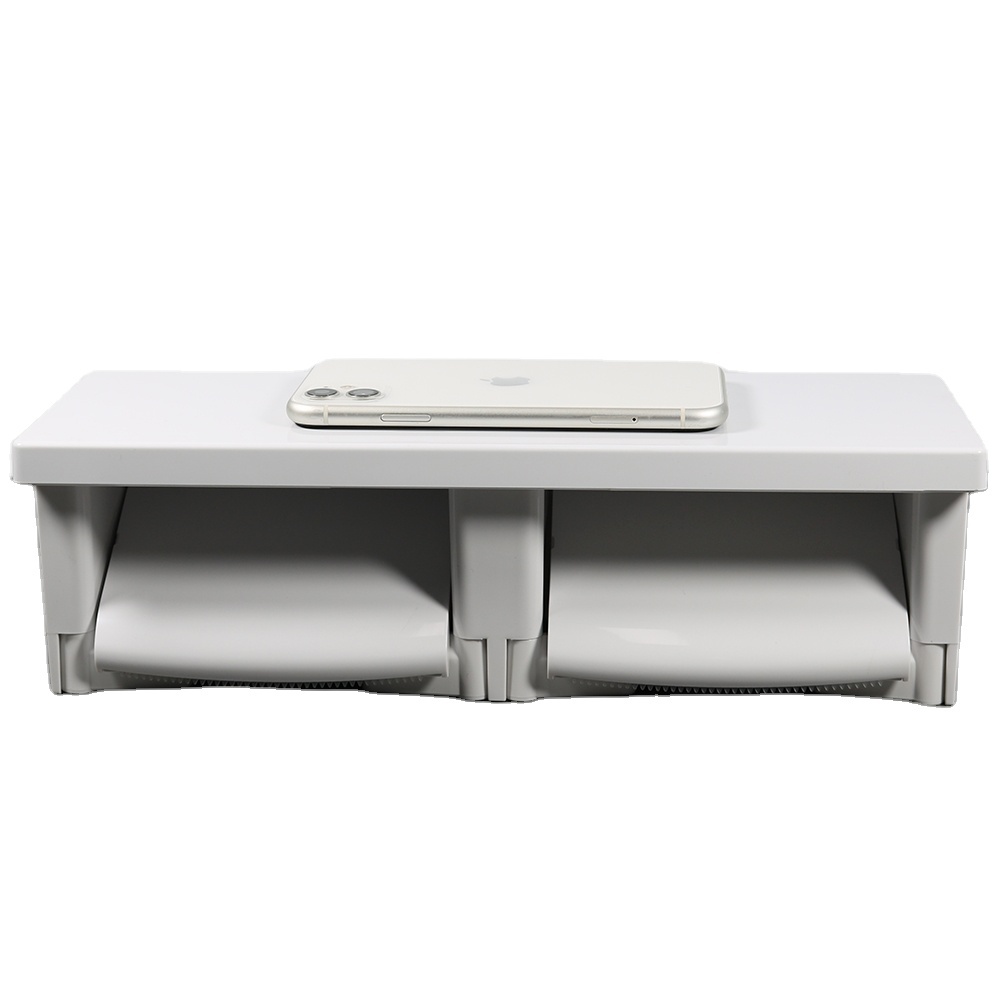 Hotel Bathroom Double Roll Toilet Plastic Paper Holder Paper Towel Dispenser With Telephone Rack