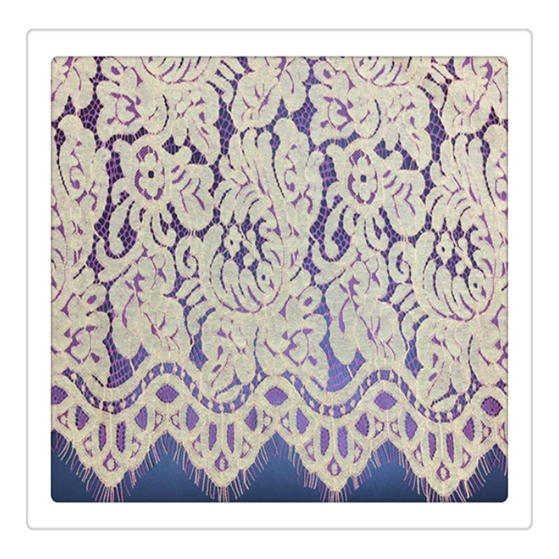 High quality Nylon cotton knitted eyelash elastic lace fabric