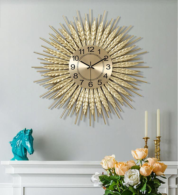 Wholesale Hot Sale New Design Fancy Sun Oversized Large Amazon Metal Arab Wall Clocks With Numbers