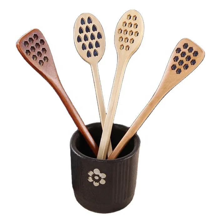 Cute Hollow Out Love Shaped Wooden Honey Stick Honey Dipper/ Stirrer