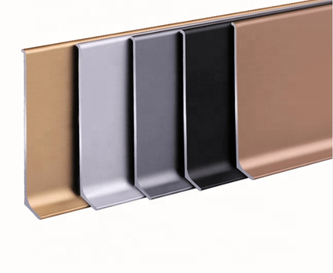 Aluminum 80mm J-Shape Skirting Board No Fading Wall Protection Baseboard for Construction and Real Estate