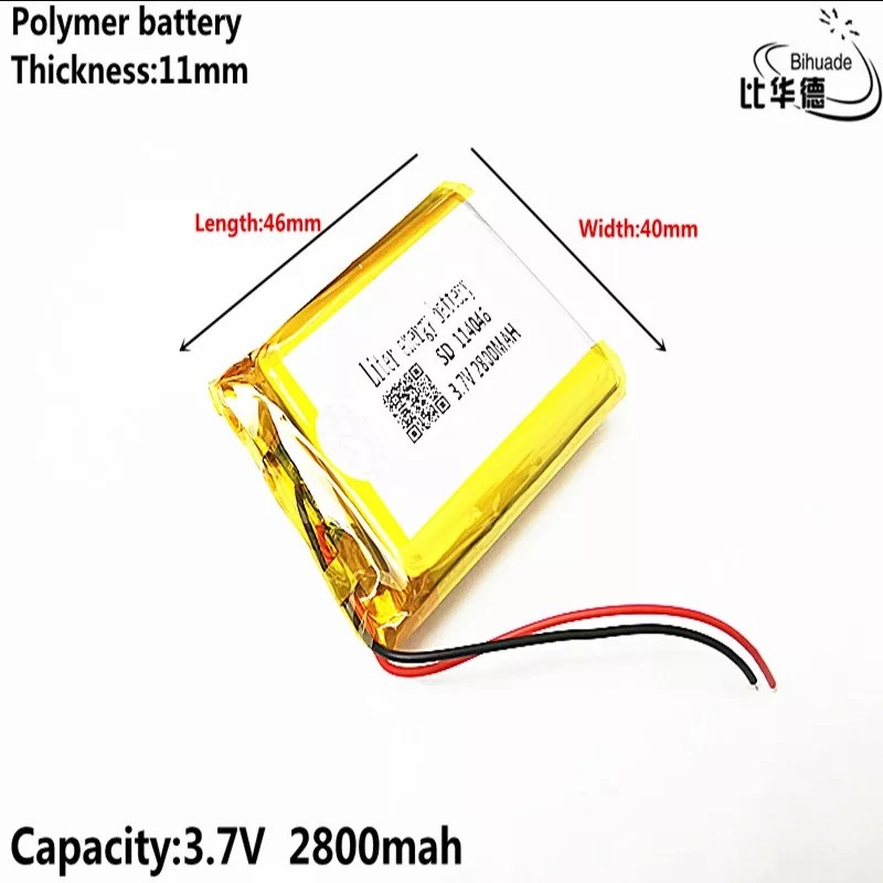 114046 3,7 V 2800 mah литий-полимерный аккумулятор большой емкости, оптовая продажа, мощность мобильного телефона