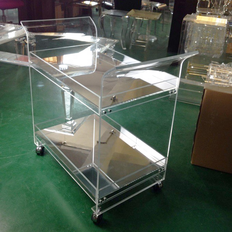 ONELUX Rolling Lucite сервировочная барная тележка, акриловые тележки с колесами зеркальные лотки-плоская упакованная