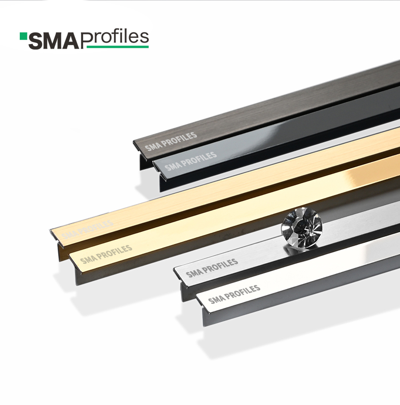SMA Stainless Steel Trim For Decoration Wall Free Sample OEM Logo Hairline Silver Ceramic Metal Tile Profiles