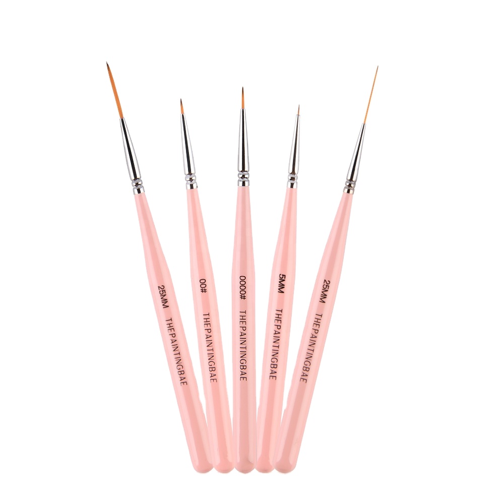 5 pcs 25mm 11mm Nail Art Brushes  Professional Liner Striping Thin Nail Brushes for Nail Art UV Gel Painting