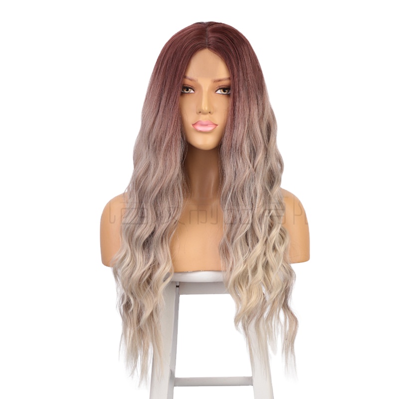 European and American long curly wig female wig head cover