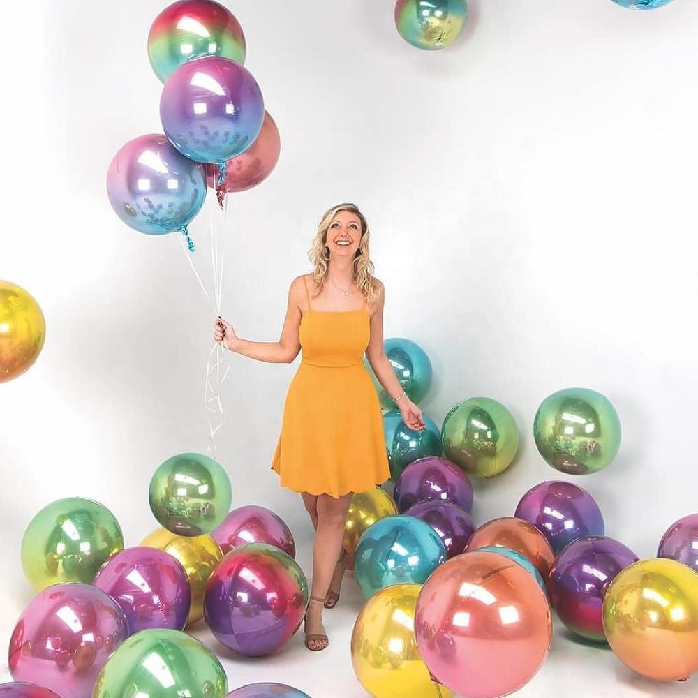 Самая последняя конструкция 22 дюймов 4d globos al por mayor воздушный шар с равномерным наклоном 4D круглый воздушные шары из фольги для вечеринки ddcoration