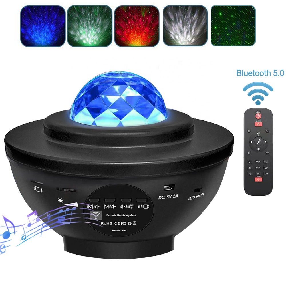 Dropshipping LED Star Light Galaxy Sterren Projector, Starry Laser Ocean Wave Music Night Lamp with Speaker Remote Control