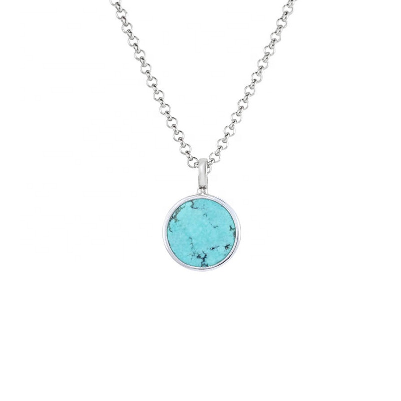 Gemnel 2021 latest trendy 925 sterling silver turquoise 360 pendant necklace men jewelry