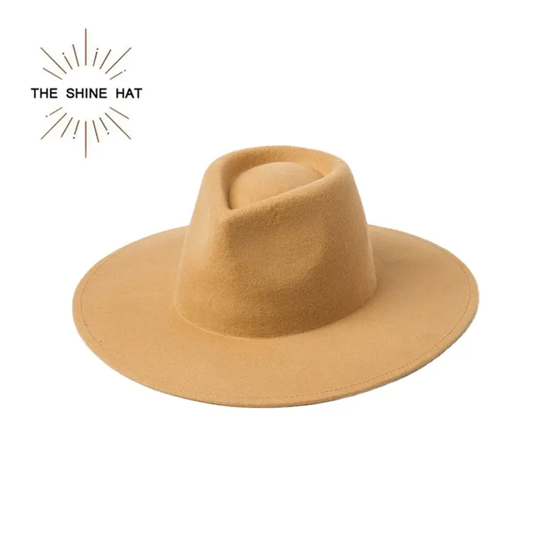2020 shinehat Роскошные западные Пользовательские Оптовые женские широкие шляпы 100% Топ австралийская шерстяная фетровая Мужская Федора шляпы