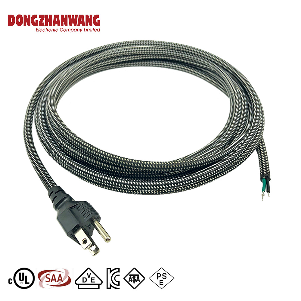 14AWG AC 15A 125V американский открытый конец в полоску и Луженая США Кабель питания 110V 3 Pin зубец Nema 5-15P шнур