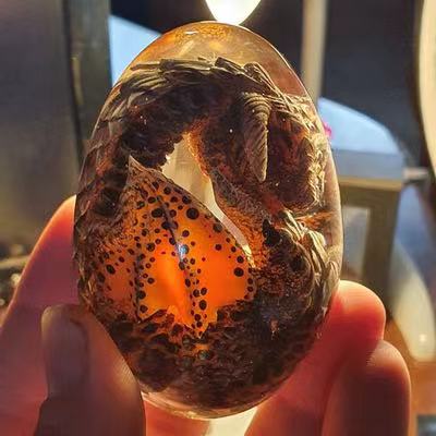 Handmade transparent ornament dinosaur egg toy clear crystal resin green dragon egg dragon decorations lava dragon egg