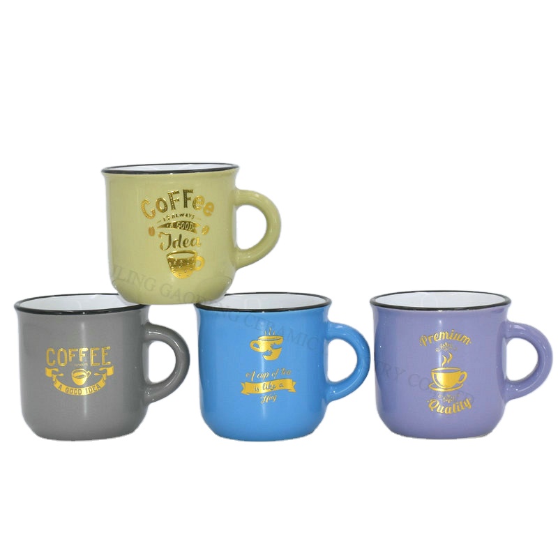 3OZ ceramic espresso coffee cup set mini ceramic enamel mug with gold foil print