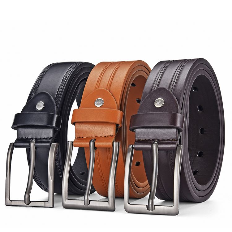 Good quality casual leather belt factory supply pin buckle belt strap