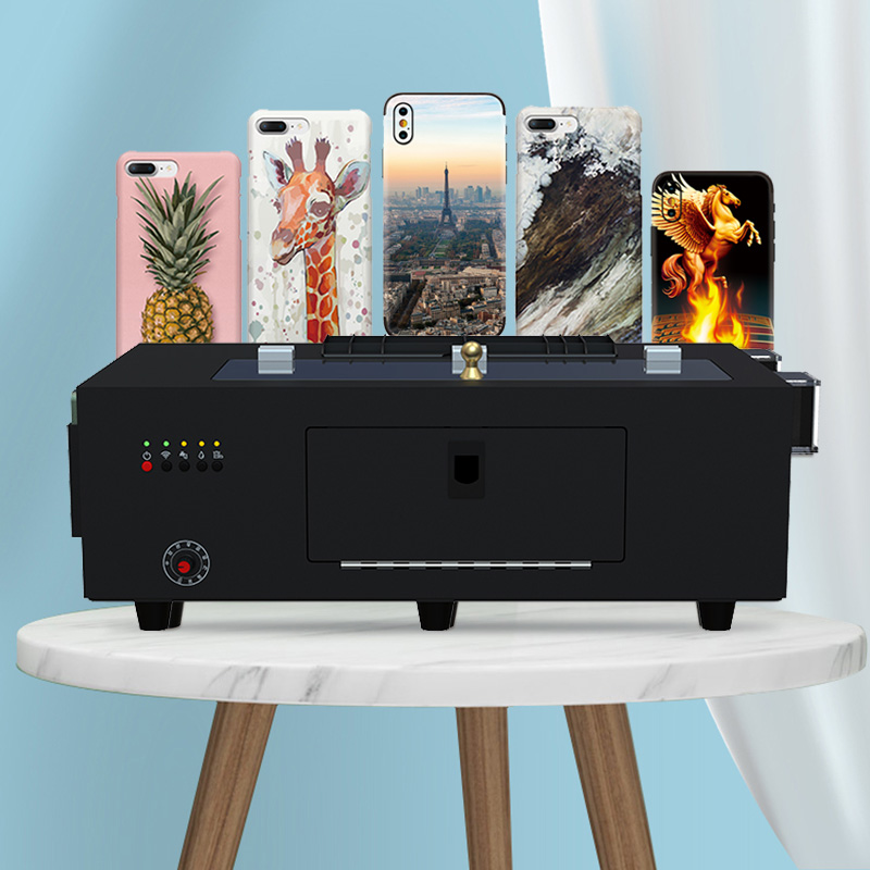 Mini A4 Inkjet Flatbed UV Printer 5760x1440dpi Super HD 3D Transfer PET TPU Films Phone Back Cover Case Phone Case Printer